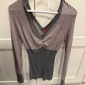 Striped V-Neck Sweater Top
